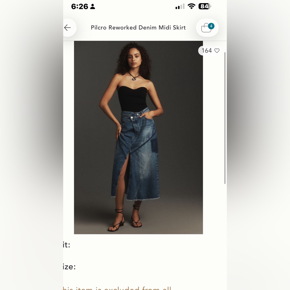 Pilcro Asymmetrical  “Reworked” Denim Midi Skirt 4 UNIQUE